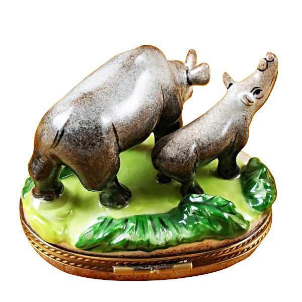 Rhino W/Baby Limoges Box by Rochard™-Limoges Box-Rochard-Top Notch Gift Shop