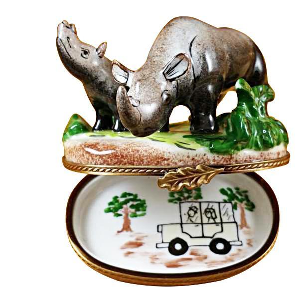 Rhino W/Baby Limoges Box by Rochard™-Limoges Box-Rochard-Top Notch Gift Shop