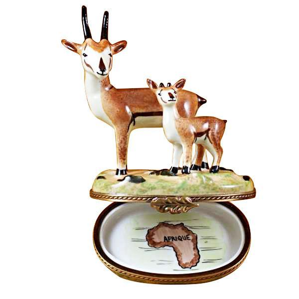 African Antelope With Baby Limoges Box by Rochard™-Limoges Box-Rochard-Top Notch Gift Shop