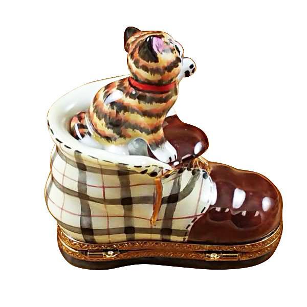 Cat In Burberry Boot Limoges Box by Rochard™-Limoges Box-Rochard-Top Notch Gift Shop