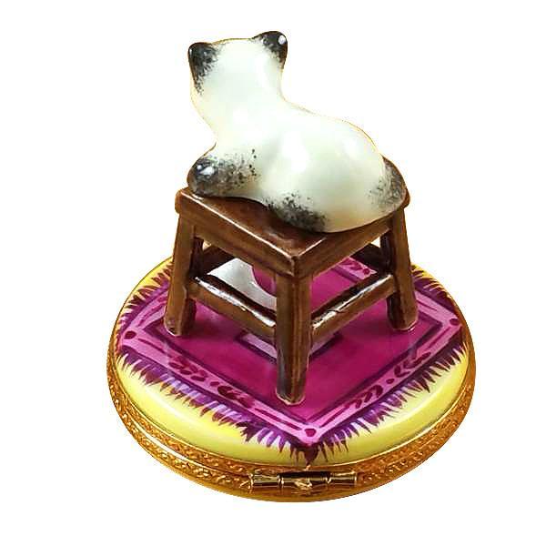 Stool W/Cat & Mouse Limoges Box by Rochard™-Limoges Box-Rochard-Top Notch Gift Shop