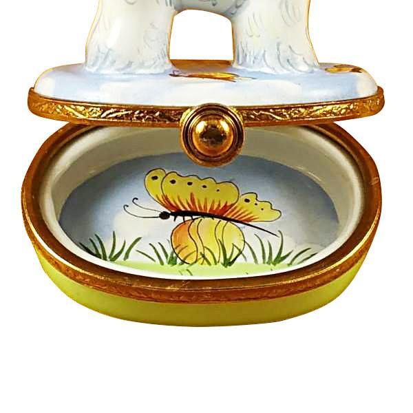 Bichon Frise With Butterfly Limoges Box by Rochard™-Limoges Box-Rochard-Top Notch Gift Shop