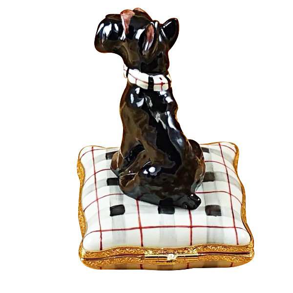 Schnauzer On Plaid Pillow Limoges Box by Rochard™-Limoges Box-Rochard-Top Notch Gift Shop