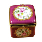 Burgundy Square With Flowers Limoges Box by Rochard™-Limoges Box-Rochard-Top Notch Gift Shop