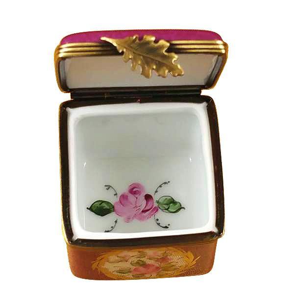 Burgundy Square With Flowers Limoges Box by Rochard™-Limoges Box-Rochard-Top Notch Gift Shop