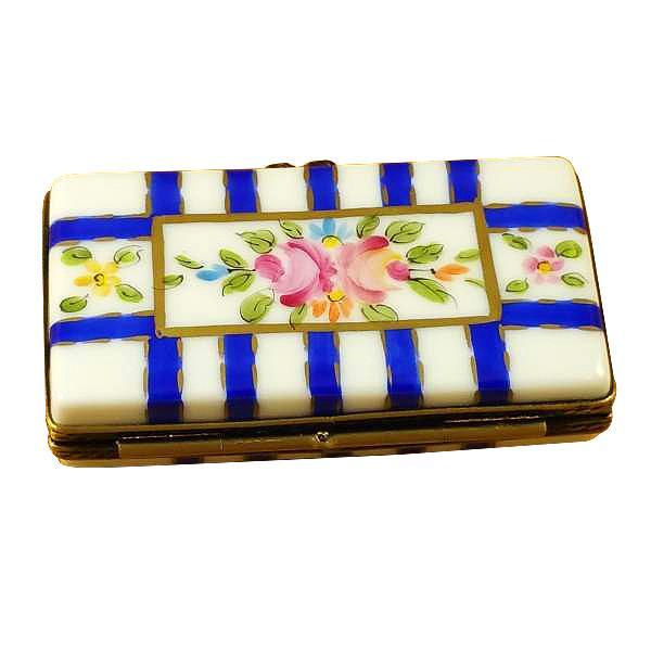 Flat Rectangle With Blue Stripes Limoges Box by Rochard™-Limoges Box-Rochard-Top Notch Gift Shop