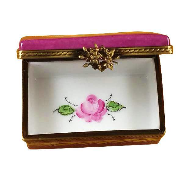 Burgundy Rectangle With Flowers Limoges Box by Rochard™-Limoges Box-Rochard-Top Notch Gift Shop