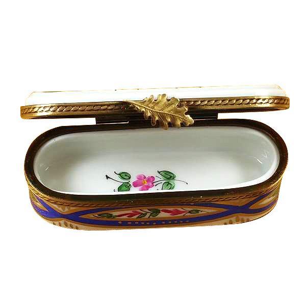 Long Oval With Blue And Flowers Limoges Box by Rochard™-Limoges Box-Rochard-Top Notch Gift Shop