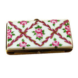 Flat Rectangle - Burgundy Stripes And Flowers Limoges Box by Rochard™-Limoges Box-Rochard-Top Notch Gift Shop