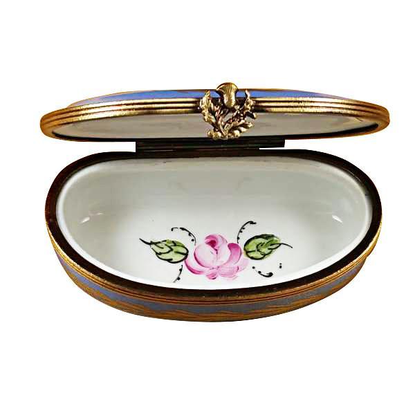 Blue Kidney Bean Shape With Flowers Limoges Box by Rochard™-Limoges Box-Rochard-Top Notch Gift Shop