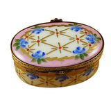 Pink Oval W/ Blue Flowers Limoges Box by Rochard™-Limoges Box-Rochard-Top Notch Gift Shop