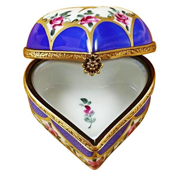 Blue Heart With Flowers Limoges Box by Rochard™-Limoges Box-Rochard-Top Notch Gift Shop