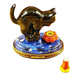 Cat Looking To Pumpkin With Removable Candy Corn Limoges Box by Rochard™-Limoges Box-Rochard-Top Notch Gift Shop