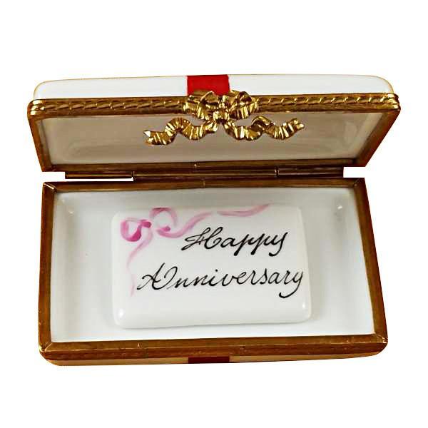 Gift Box With Red Bow - Happy Anniversary Limoges Box by Rochard™-Limoges Box-Rochard-Top Notch Gift Shop