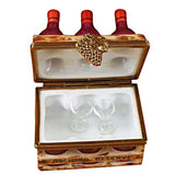 Wine Bottles In Crate With Two Glasses Limoges Box by Rochard™-Limoges Box-Rochard-Top Notch Gift Shop