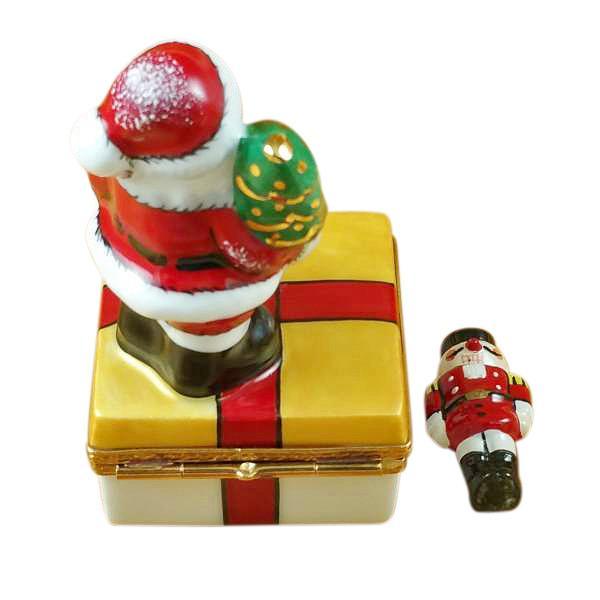 Santa On Present With Removable Nutcracker Limoges Box by Rochard™-Limoges Box-Rochard-Top Notch Gift Shop