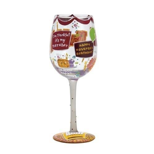 Happy November Wine Glass by Lolita®-Wine Glass-Designs by Lolita® (Enesco)-Top Notch Gift Shop