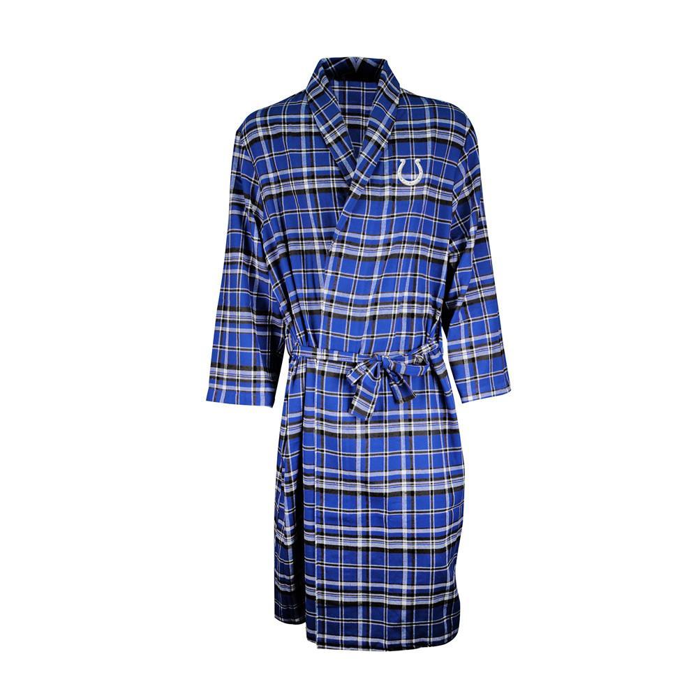 Indianapolis Colts Mens Blue/Black Plaid Flannel Bathrobe-Bathrobe-Concepts Sport-Top Notch Gift Shop