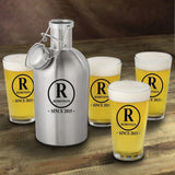 Initial Personalized Stainless Steel Beer Growler with Pint Glass Set-Growler-JDS Marketing-Top Notch Gift Shop