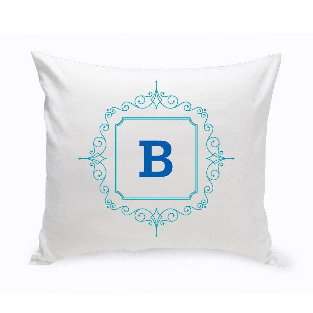 Initial Motif Personalized Throw Pillow-Blue-Pillow-JDS Marketing-Top Notch Gift Shop