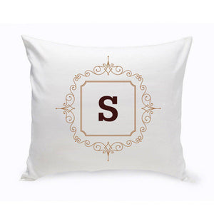 Initial Motif Personalized Throw Pillow-Brown-Pillow-JDS Marketing-Top Notch Gift Shop