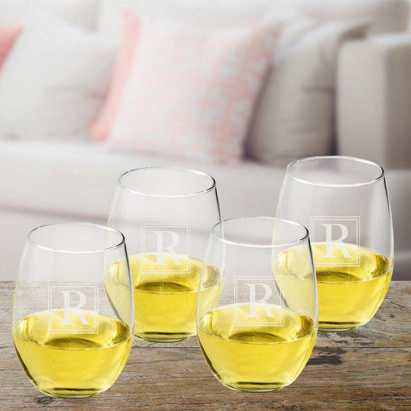 Initial Personalized Stemless Wine Glass Set-Stemless Wine Glass-JDS Marketing-Top Notch Gift Shop