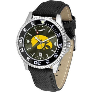 Iowa Hawkeyes Mens Competitor Ano Poly/Leather Band Watch w/ Colored Bezel-Watch-Suntime-Top Notch Gift Shop