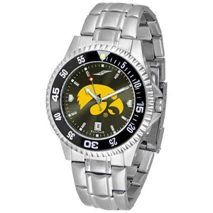 Iowa Hawkeyes Mens Competitor AnoChrome Steel Band Watch w/ Colored Bezel-Watch-Suntime-Top Notch Gift Shop