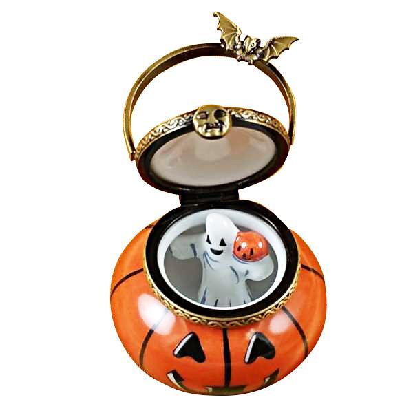 Jack O Lantern Pail with Removable Ghost Limoges Box by Rochard™-Limoges Box-Rochard-Top Notch Gift Shop