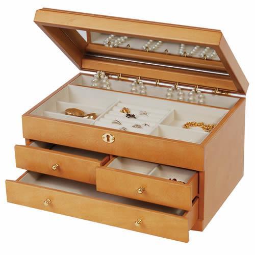 Jene - Florentine Maple Finish Jewelry Box-Jewelry Box-Mele & Co.-Top Notch Gift Shop