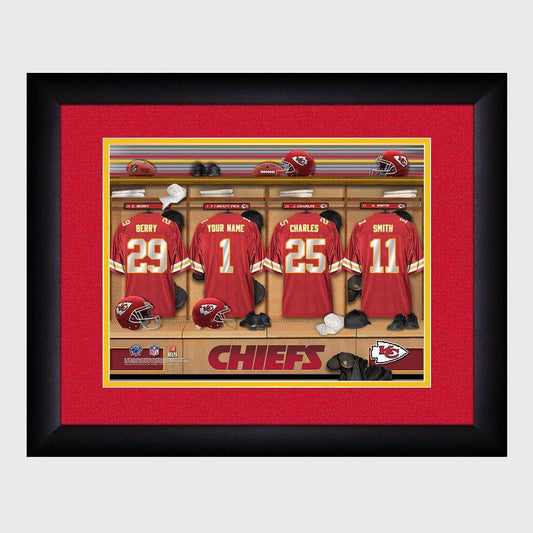 Kansas City Chiefs Personalized Locker Room Print with Matted Frame-Print-JDS Marketing-Top Notch Gift Shop