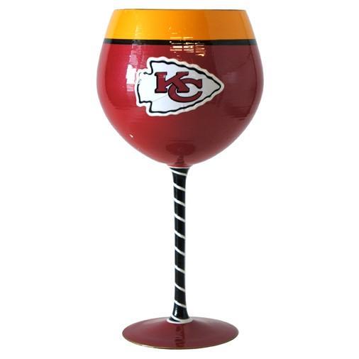 Kansas City Chiefs Artisan Hand Painted Wine Glass-Wine Glass-Boelter Brands-Top Notch Gift Shop