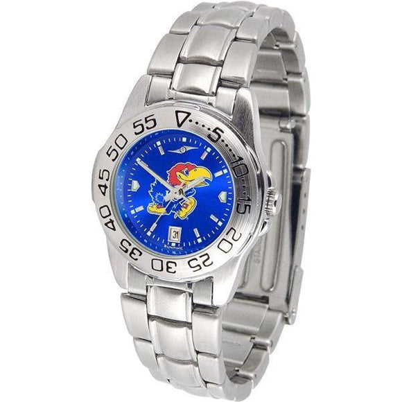 Kansas Jayhawks Ladies AnoChrome Steel Band Sports Watch-Watch-Suntime-Top Notch Gift Shop