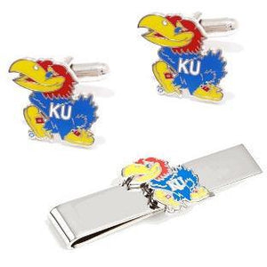 Kansas University Jayhawks Cufflinks and Tie Bar Gift Set-Cufflinks-Cufflinks, Inc.-Top Notch Gift Shop