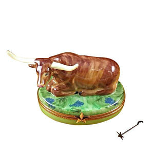 Lazy Longhorn With Star Branding Iron Limoges Box by Rochard™-Limoges Box-Rochard-Top Notch Gift Shop