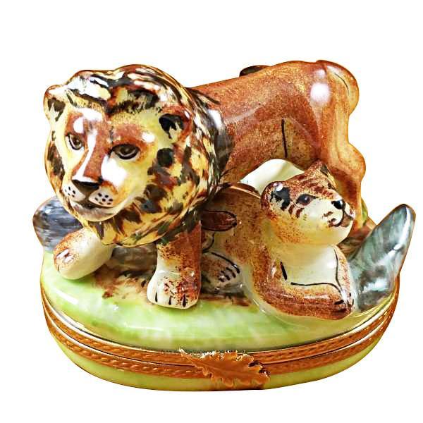 Lion With Baby Limoges Box by Rochard™-Limoges Box-Rochard-Top Notch Gift Shop