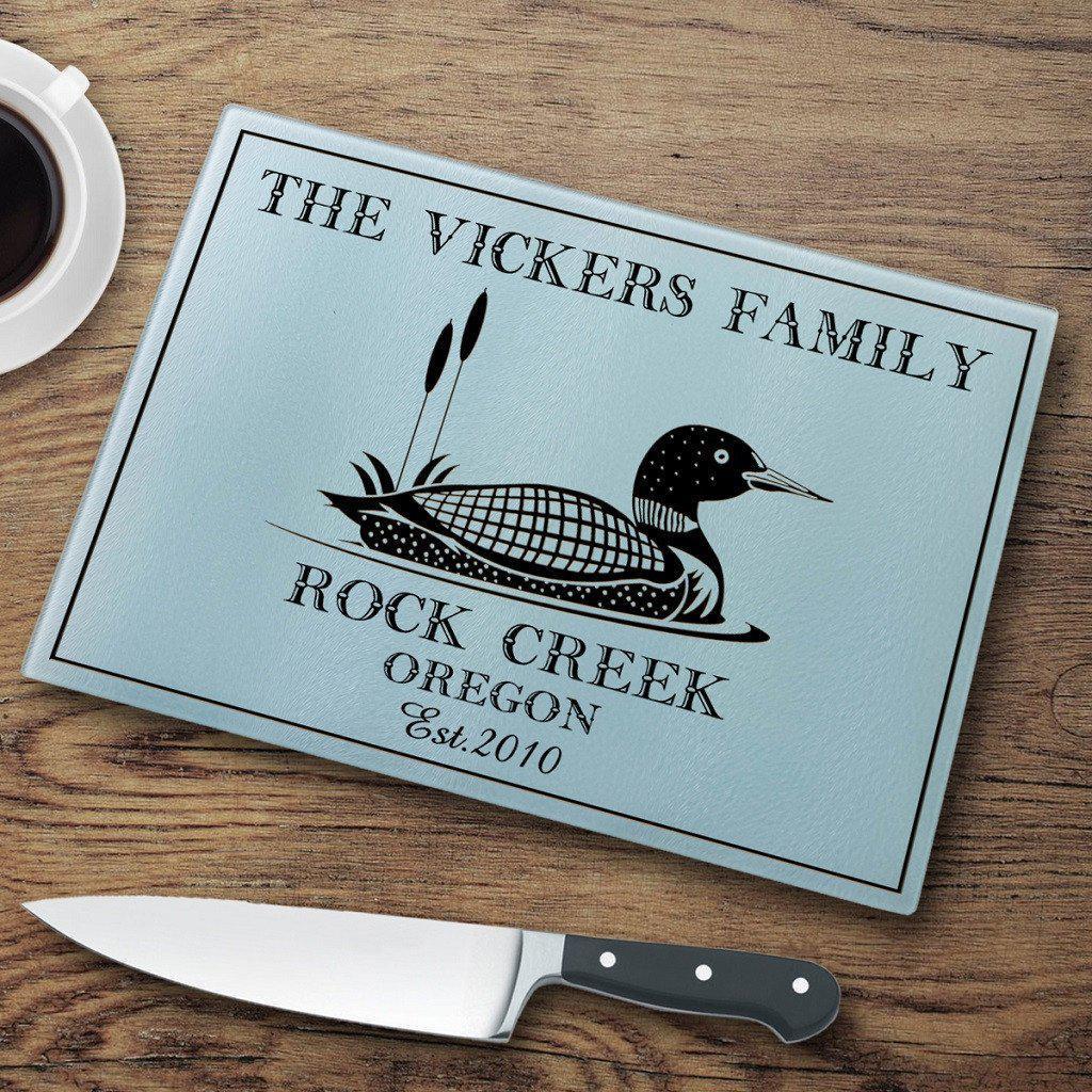 Loon Personalized Glass Cutting Board-Cutting Board-JDS Marketing-Top Notch Gift Shop