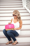 Hot Pink Cabana Cosmetic Bag - Personalized-Bag-Viv&Lou-Top Notch Gift Shop