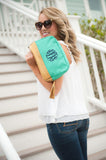 Mint Cabana Cosmetic Bag - Personalized-Bag-Viv&Lou-Top Notch Gift Shop
