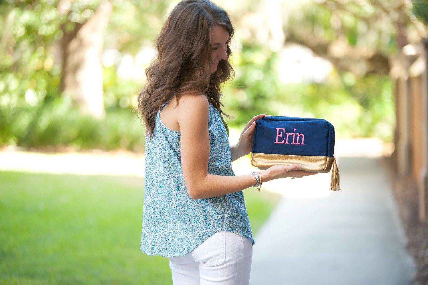 Navy Cabana Cosmetic Bag - Personalized-Bag-Viv&Lou-Top Notch Gift Shop