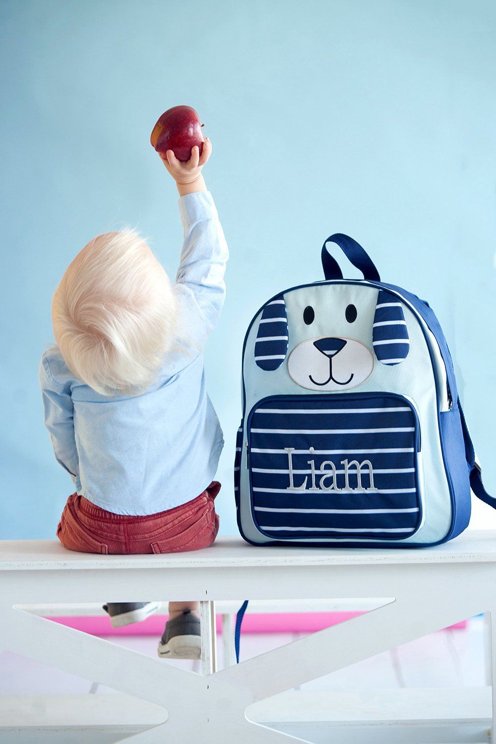 Navy Puppy Preschool Backpack - Personalized-Backpack-Viv&Lou-Top Notch Gift Shop