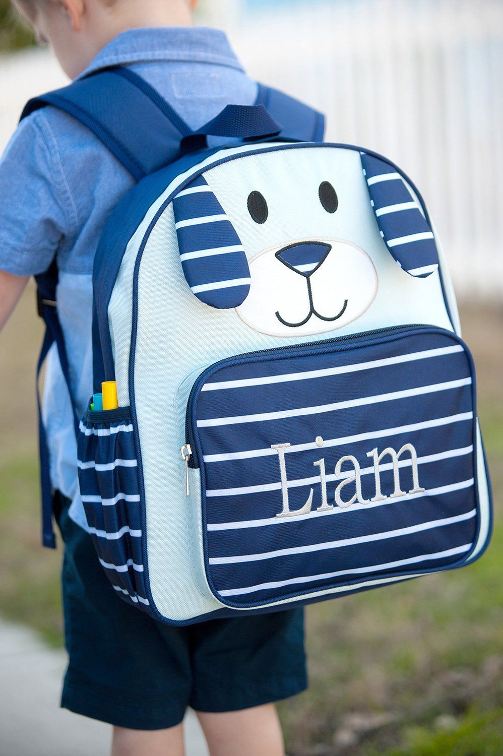 Navy Puppy Preschool Backpack - Personalized-Backpack-Viv&Lou-Top Notch Gift Shop