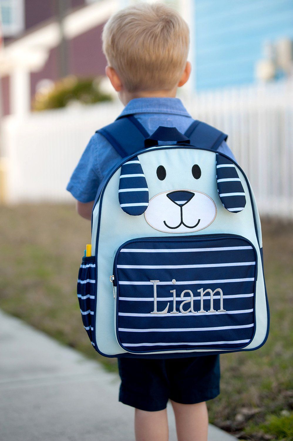 Navy Puppy Preschool Backpack - Personalized-Backpack-Viv&Lou-Top Notch Gift Shop