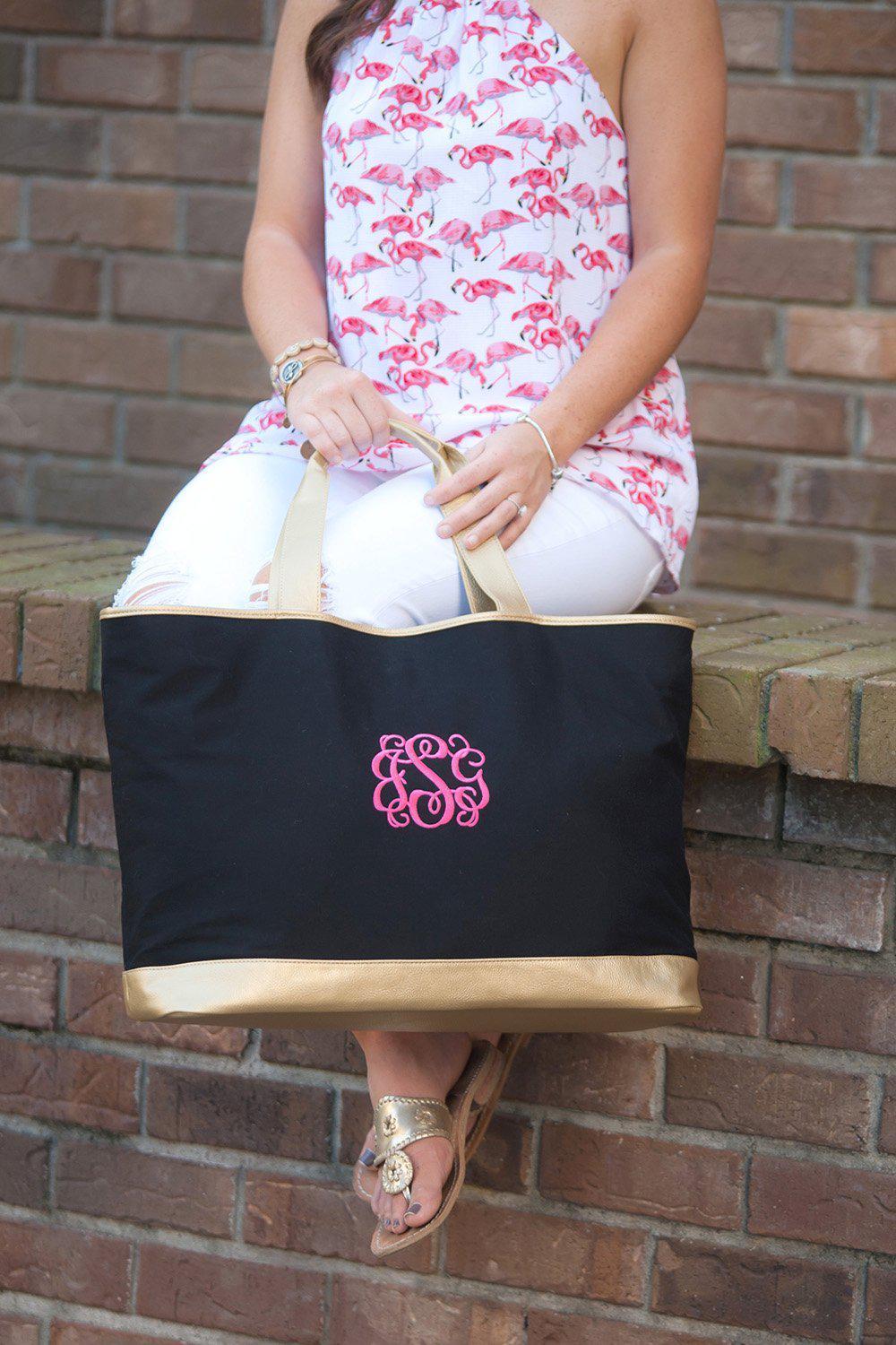 Black Cabana Tote - Personalized-Bag-Viv&Lou-Top Notch Gift Shop