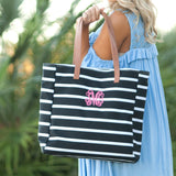 Black Stripe Tote - Personalized-Bag-Viv&Lou-Top Notch Gift Shop