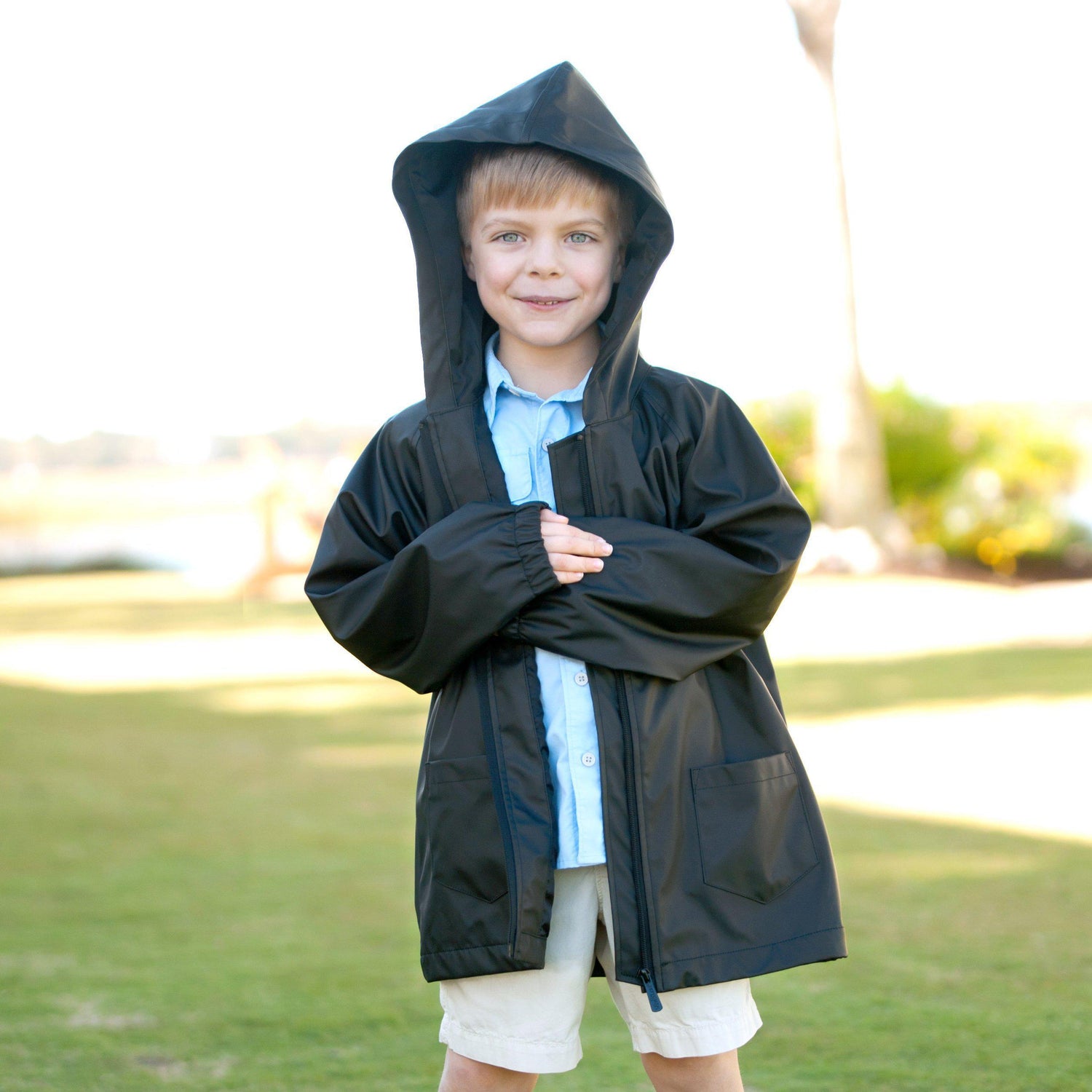 Black Kids' Rain Jacket - Personalized-Jacket-Viv&Lou-Top Notch Gift Shop