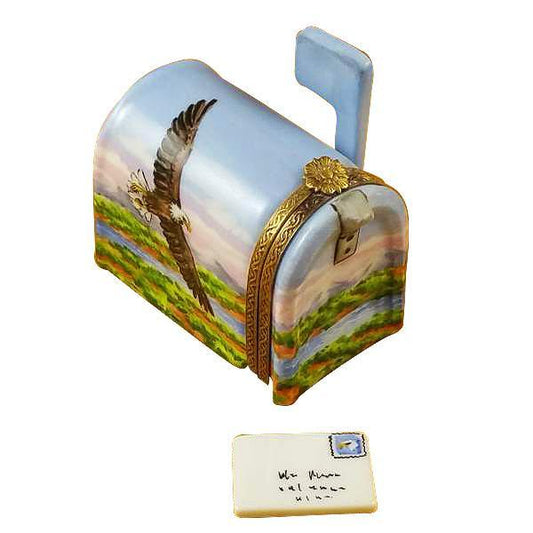 Mail Box American Flag with Eagle Limoges Box by Rochard™-Limoges Box-Rochard-Top Notch Gift Shop