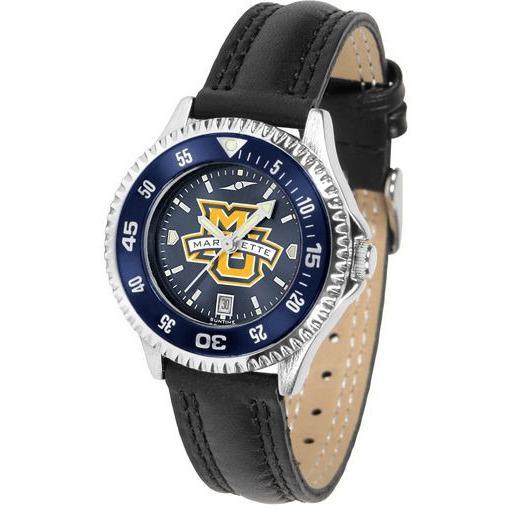Marquette Golden Eagles Ladies Competitor Ano Poly/Leather Band Watch w/ Colored Bezel-Watch-Suntime-Top Notch Gift Shop