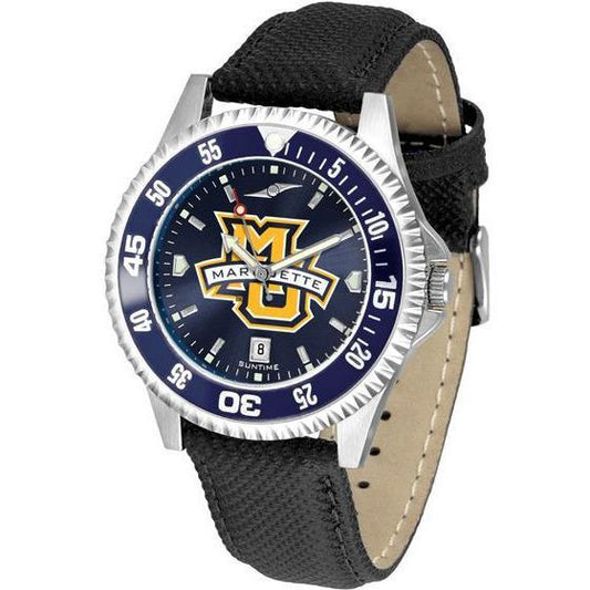 Marquette Golden Eagles Mens Competitor Ano Poly/Leather Band Watch w/ Colored Bezel-Watch-Suntime-Top Notch Gift Shop