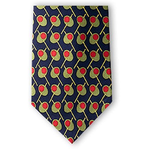 Martini Olives Silk Necktie-Necktie-Josh Bach Limited-Top Notch Gift Shop